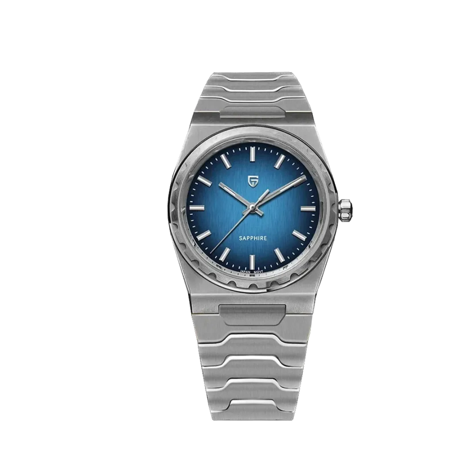 PAGANI DESIGN PD-YS020 VJ21 37MM men's watch with blue dial and steel bracelet, front view