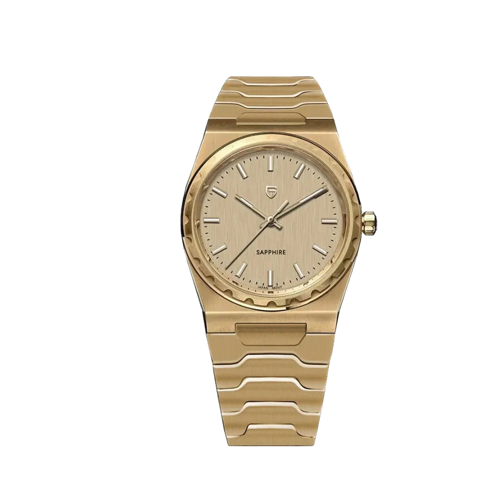 PAGANI DESIGN PD-YS020 VJ21 37MM men's watch with champagne dial and gold bracelet, front view