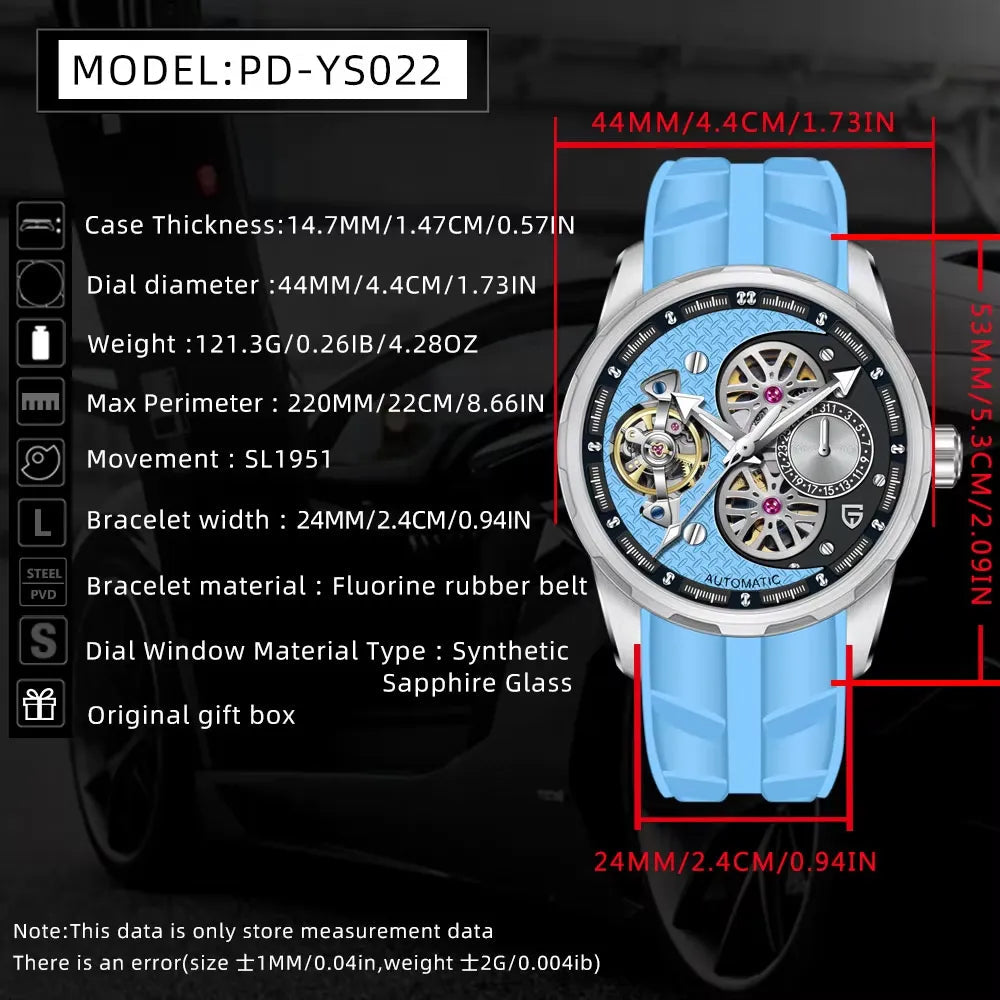 PAGANI DESIGN PD-YS022 Tourbillon specifications with 44MM case dimensions and material details