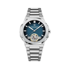 PAGANI DESIGN PD-YS025 skeleton tourbillon watch with blue dial, front view