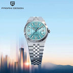 PAGANI DESIGN PD-YS027 automatic watch with champagne beige dial and steel bracelet, front view