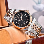 PAGANI DESIGN PD-YS027 honeycomb dial automatic watch with beige dial and steel bracelet, front view