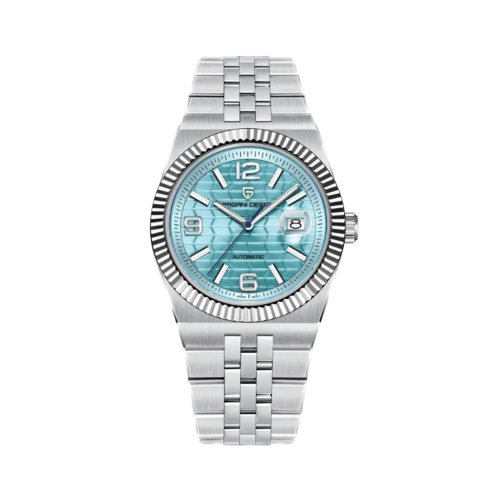 PAGANI DESIGN PD-YS027 honeycomb watch with ice blue dial, front view