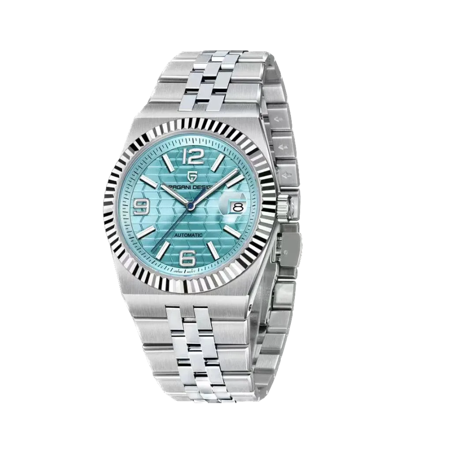 PAGANI DESIGN PD-YS027 mens automatic watch with ice blue dial, front view