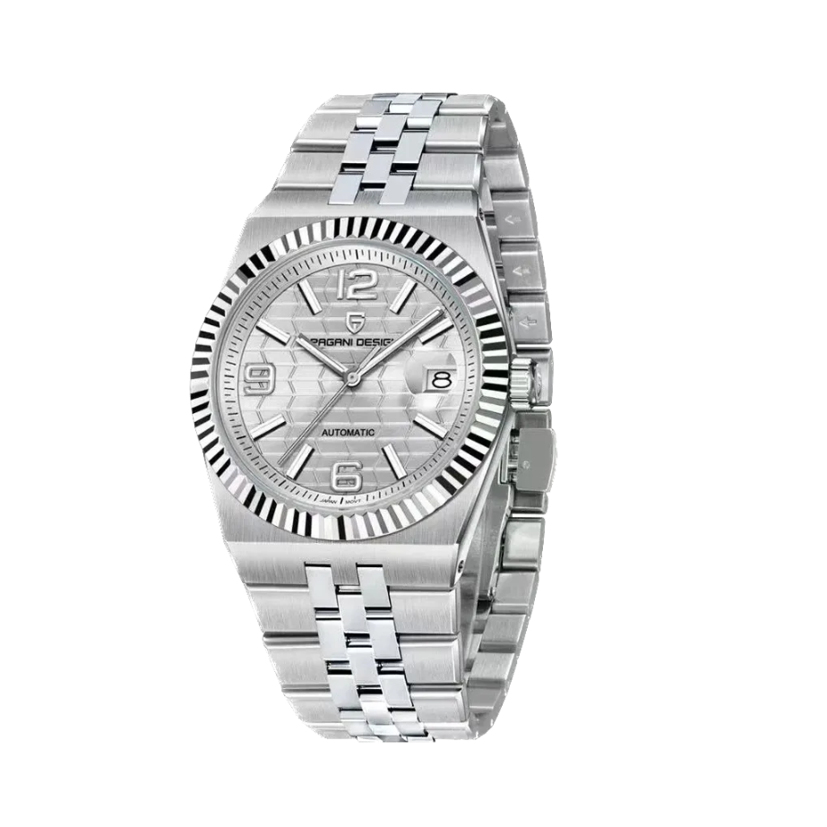 PAGANI DESIGN PD-YS027 mens automatic watch with silver dial, front view