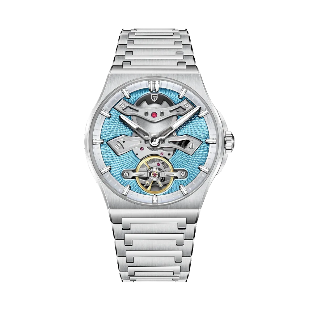 PAGANI DEISGN PD-YS028 42MM Automatic Mechanical Diver Watch with blue dial, angled view