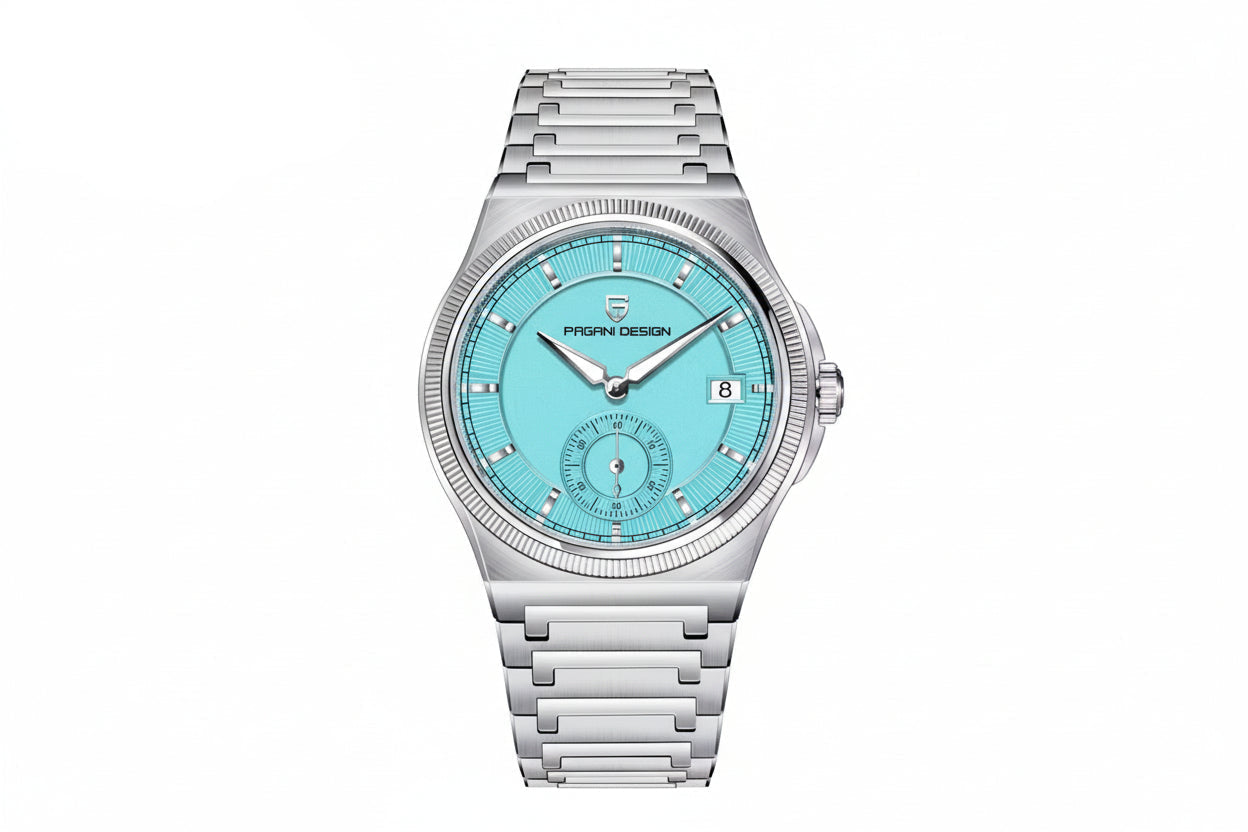 Pagani Design PD-YS029 42mm automatic watch with ice blue dial, front view