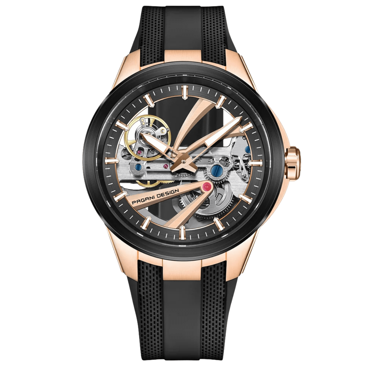 Pagani Design PD-YS030 chronograph watch with rose gold black dial