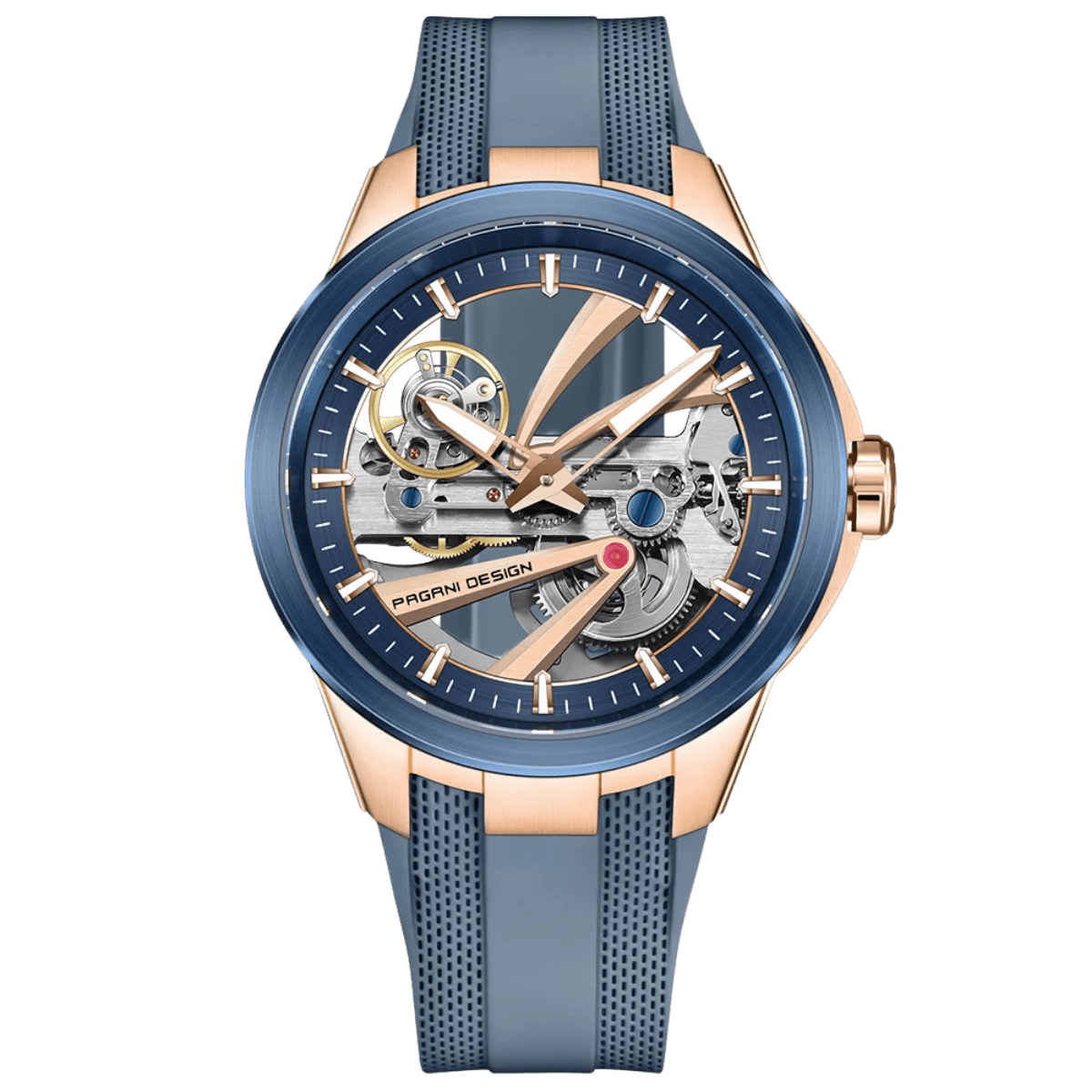 Pagani Design PD-YS030 chronograph watch with rose gold blue dial
