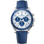 Pagani Design PD-1701 moon chronograph watch blue white dial front view