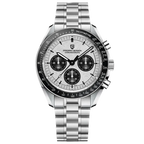 Pagani Design PD-1701 moon chronograph watch silver white dial angle view