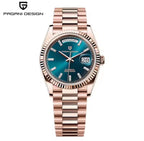 Pagani Design PD-1752 automatic watch rosegold teal dial front view