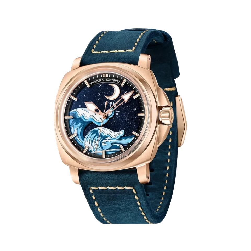 Pagani Design PD-YS014 automatic watch blue gold dial front view