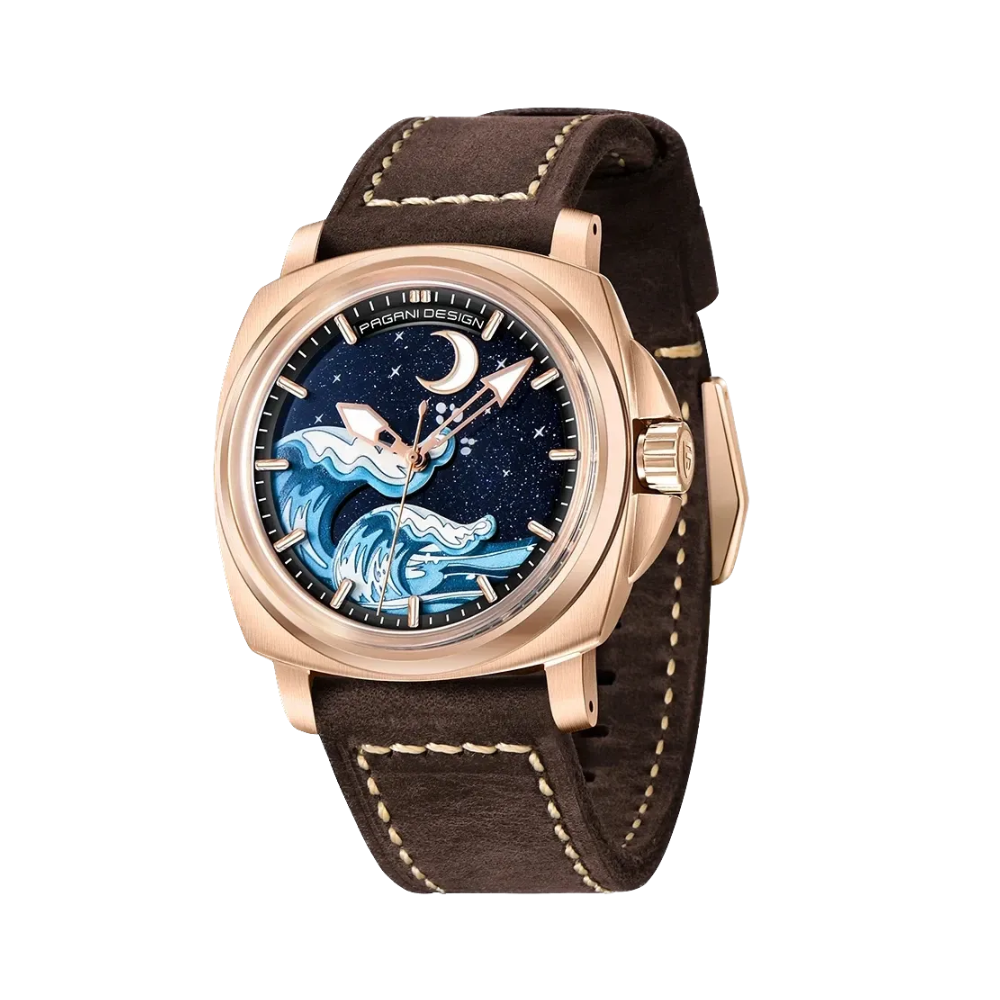 Pagani Design PD-YS014 automatic watch gold brown dial front view