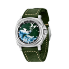 Pagani Design PD-YS014 automatic watch green silver dial front view