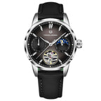 Pagani Design PD-YS021 silver steel case, black moonphase dial on black nylon strap