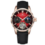 Pagani Design PD-YS021 rose gold case with red dial and black nylon strap, moonphase automatic