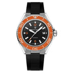 Pagani Design PD-YS034 orange bezel and black dial on black rubber strap, steel automatic diver