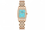PAGANI DESIGN PD-1737 women's square watch with red dial and rose gold bracelet, side view