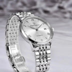 Pagani Design PD-1759 white dial men's automatic watch, steel bracelet angled view