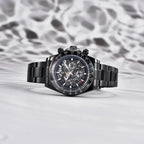 Pagani Design PD-1777 full black stainless steel automatic skeleton watch, side view