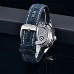 Pagani Design PD-1781 stainless steel buckle and blue canvas strap close-up