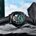 Pagani Design PD-YS017 black case green skeleton tourbillon automatic watch, front on slate