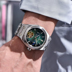Pagani Design PD-YS036 silver green worn on the wrist
