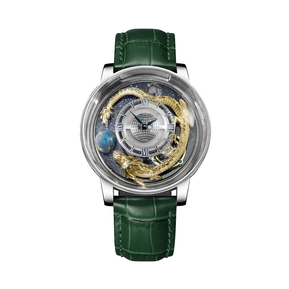 PINDU 6532 Minimalist Dial Menâ€™s Watch with silver green dial, clasp detail