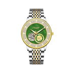 PINDU 6593 / 6581 Tourbillon Classic Chronograph Watch with green dial, detail view