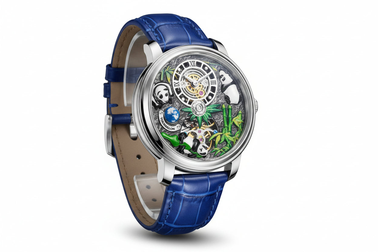 PINDU PD6631 Panda Series Automatic NH35 with silver blue dial, caseback view