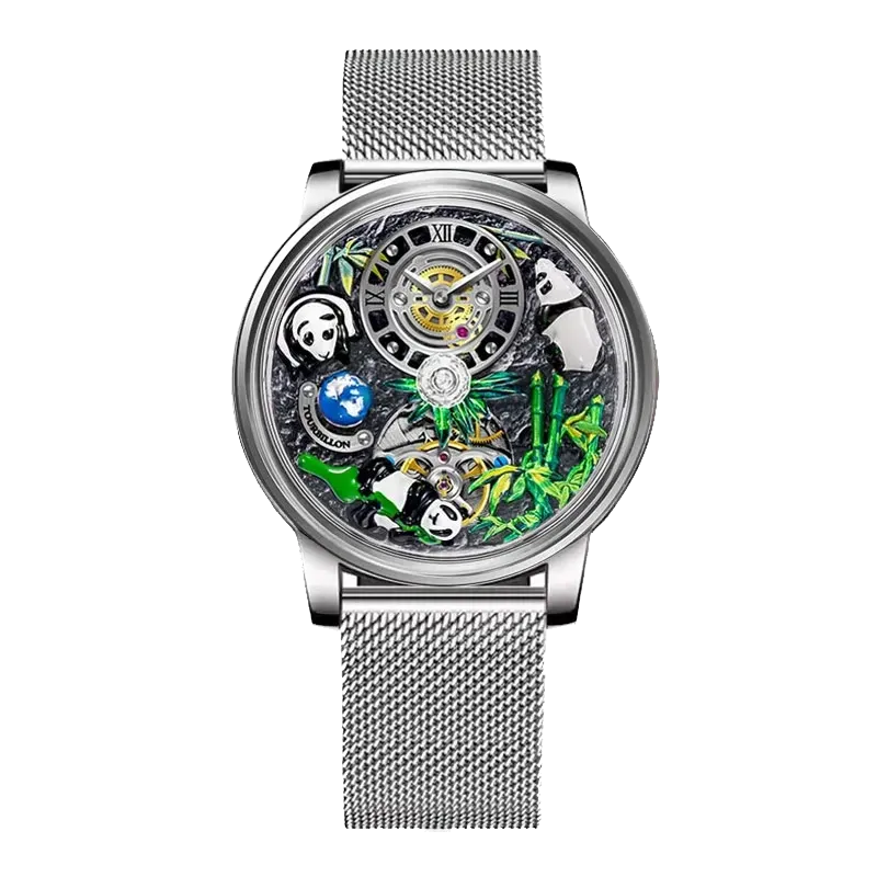 PINDU National Treasure Symbol Men Mechanical Watch Rotating Crystal Ball M2791B-PrimeTimepiece