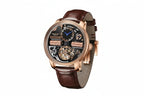 PINDU M2791B Godfather rose gold watch on a brown crocodile leather strap, skeleton dial