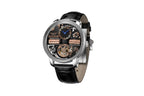 PINDU M2791B Godfather silver steel case, black skeleton dial and black leather strap