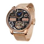 PINDU M2791B Godfather skeleton watch rose gold case with mesh bracelet, front view