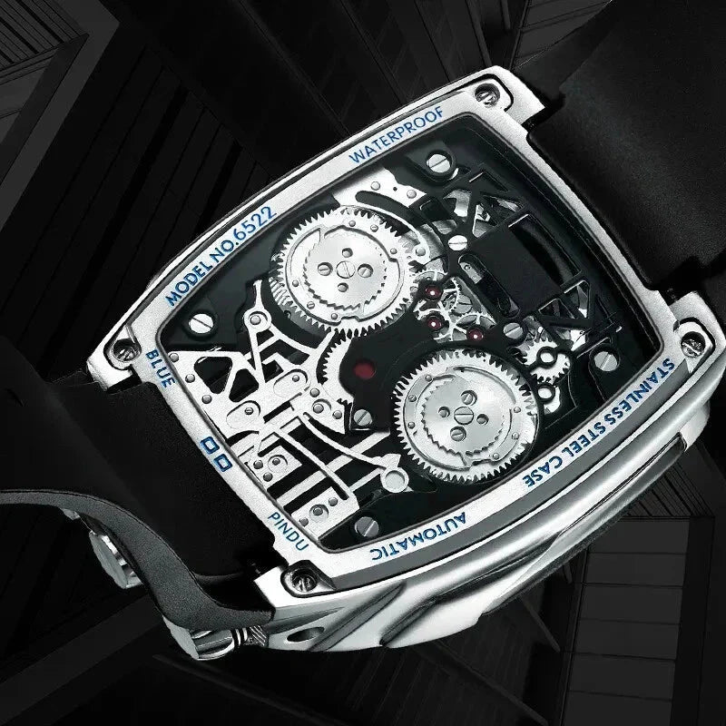 PINDU P5023 exhibition caseback, engraved stainless steel case, automatic, model 6522