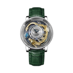 PINDU 6532 Minimalist Dial Menâ€™s Watch with silver green dial, clasp detail