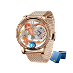 PINDU P6539 Earth Theme 3D Dragon Celestial Body Series Hollow with all gold dial, shown on wrist