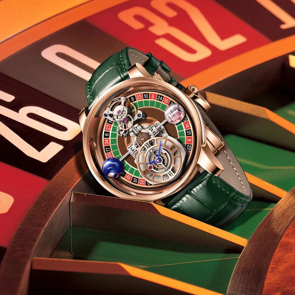 PINDU P6570 Men's Quartz Celestial Gaming Disk Dial Watch, detail view