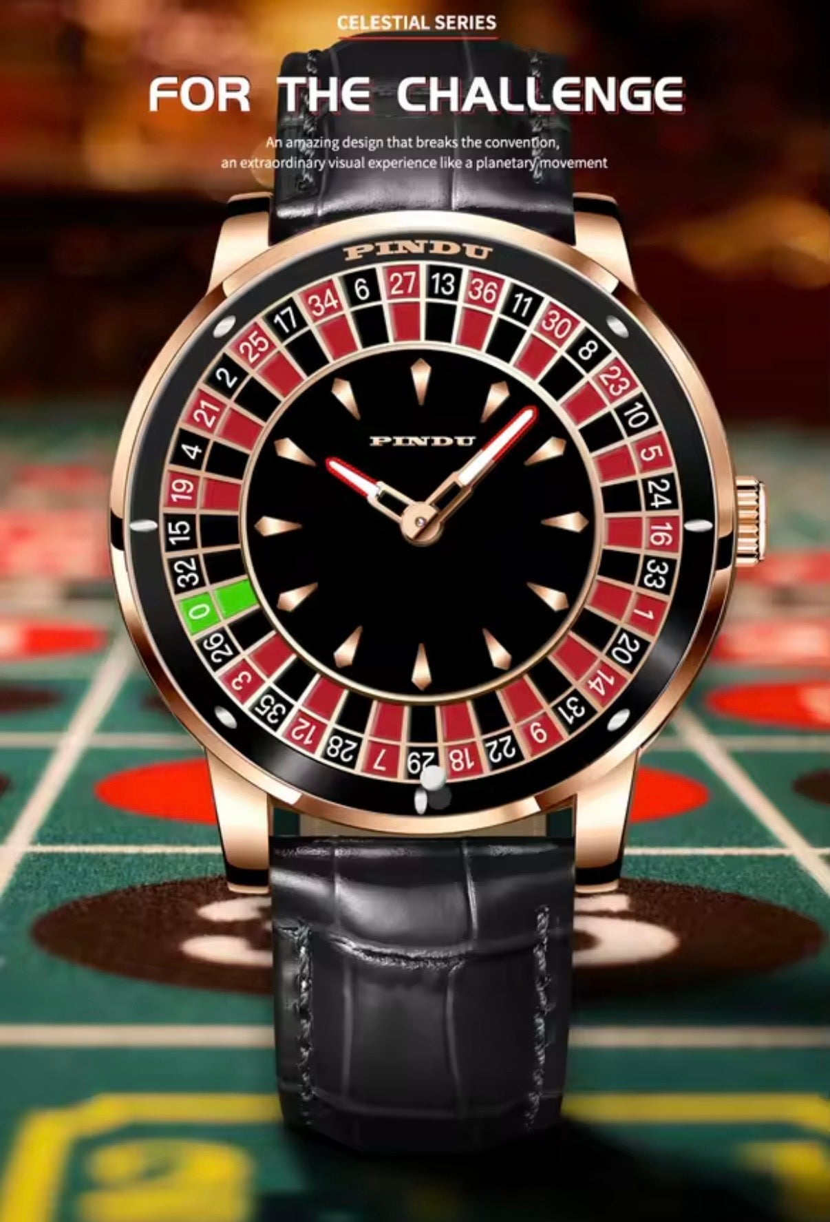 PINDU PD6617 Las Vegas Roulette Table Automatic Men's Watch