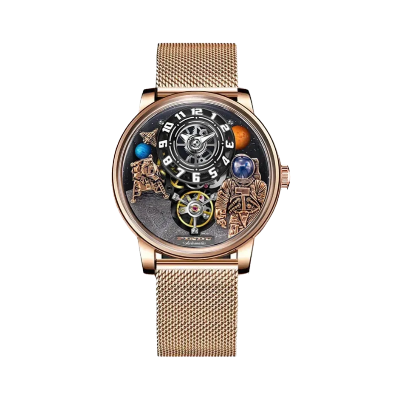 PINDU 6630 45MM Space Series Three-dimensional with gold dial, lifestyle shot