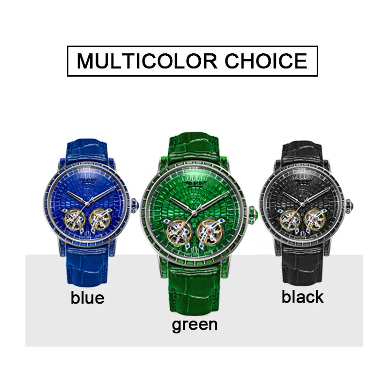 PINDU PD6656 Double Tourbillon Diamond Skeleton Men's Watch
