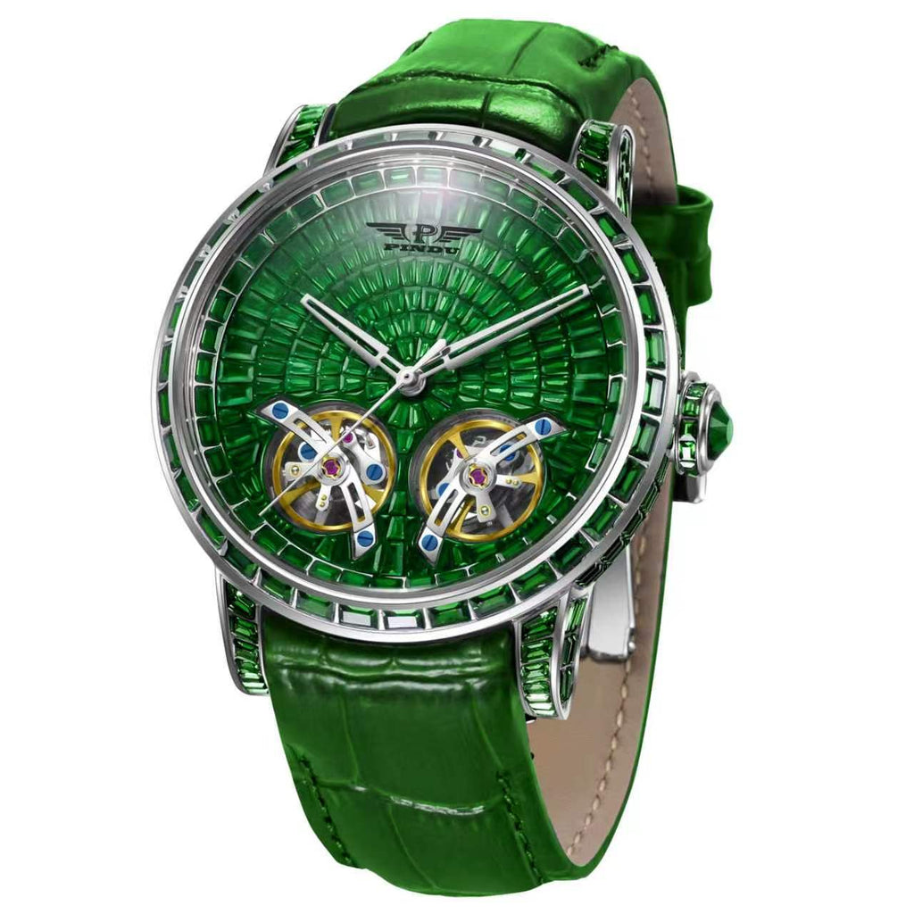 PINDU PD6656 Double Tourbillon Diamond Skeleton Men's Watch