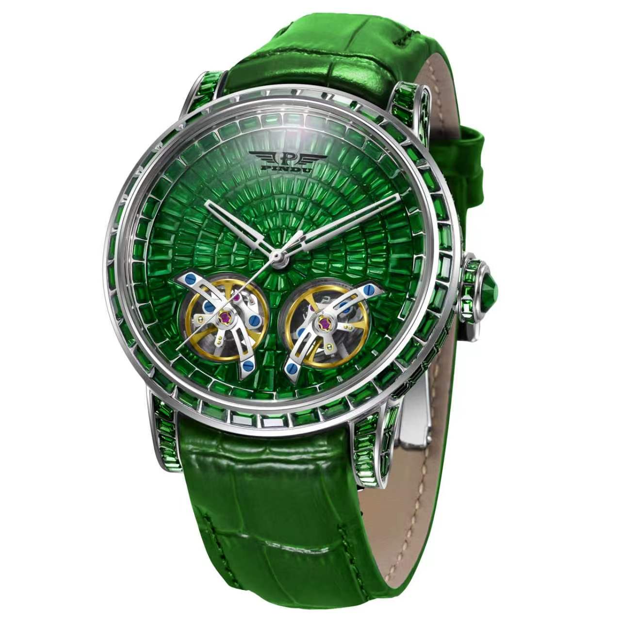 PINDU PD6656 Double Tourbillon Diamond Skeleton Men's Watch