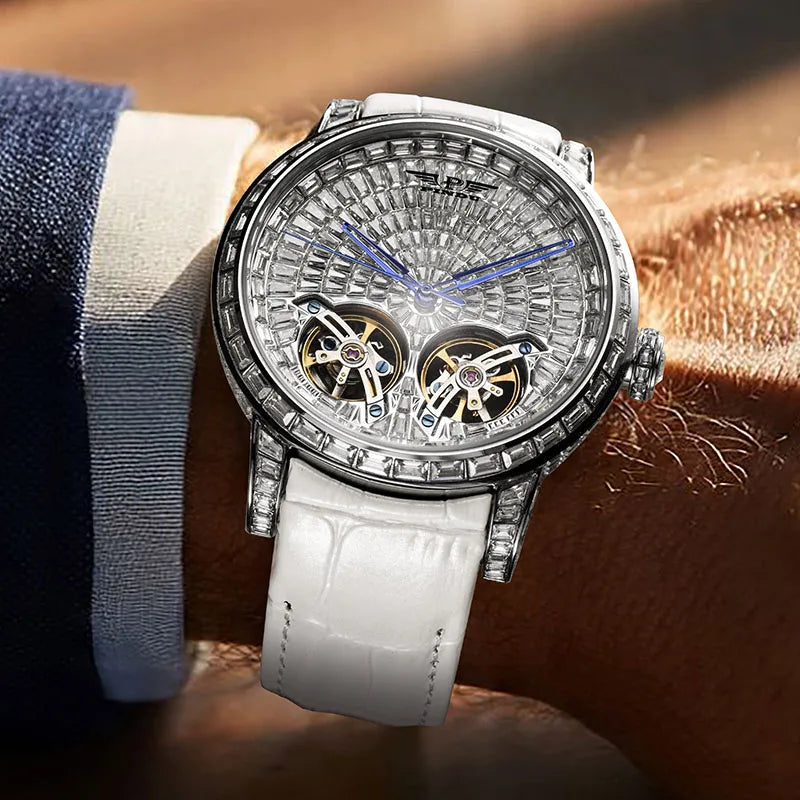 PINDU PD6656 Double Tourbillon Diamond Skeleton Men's Watch