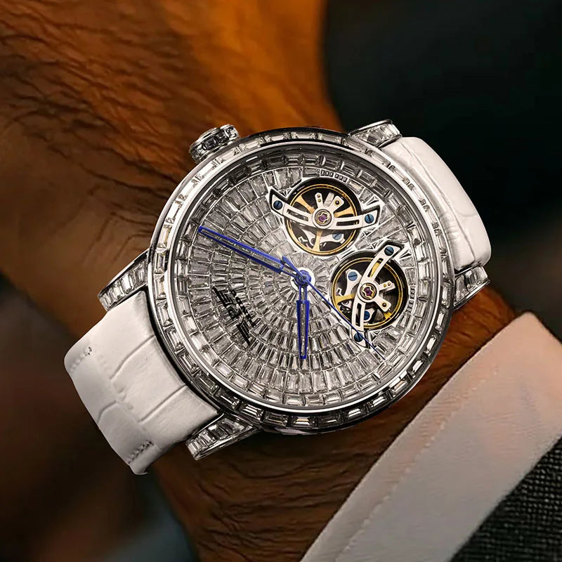 PINDU PD6656 Double Tourbillon Diamond Skeleton Men's Watch