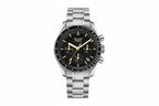 PINDU PD-1701 chronograph watch with black dial gold accents and steel bracelet