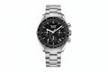 PINDU PD-1701 chronograph watch with black dial silver markers and steel bracelet