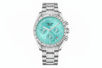 PINDU PD-1701 chronograph watch with ice blue dial and stainless steel bracelet