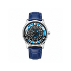 PINDU PD5029 Retro Precision men's watch with blue concentric dial and blue leather strap